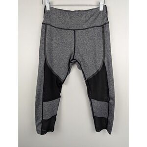 ELECTRIC‎ YOGA Women's Gray Workout Leggings Sz M With Sheer Incerts Key Pocket